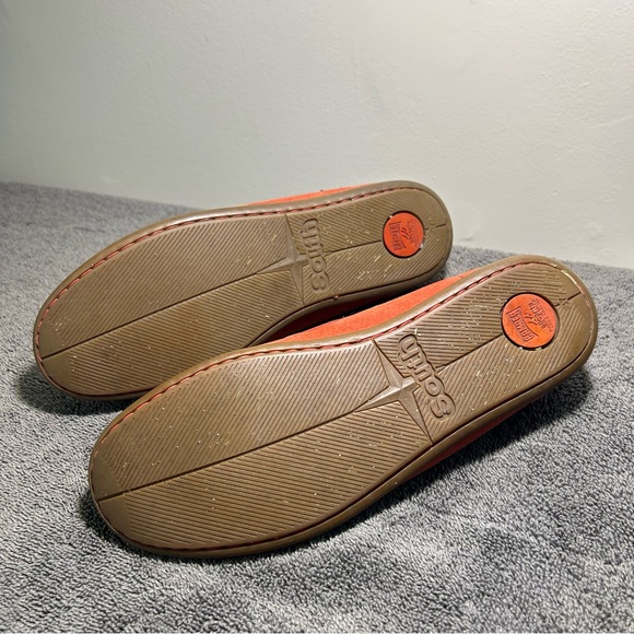 Camper | Red-Orange Leather Flats - Picture 6 of 9
